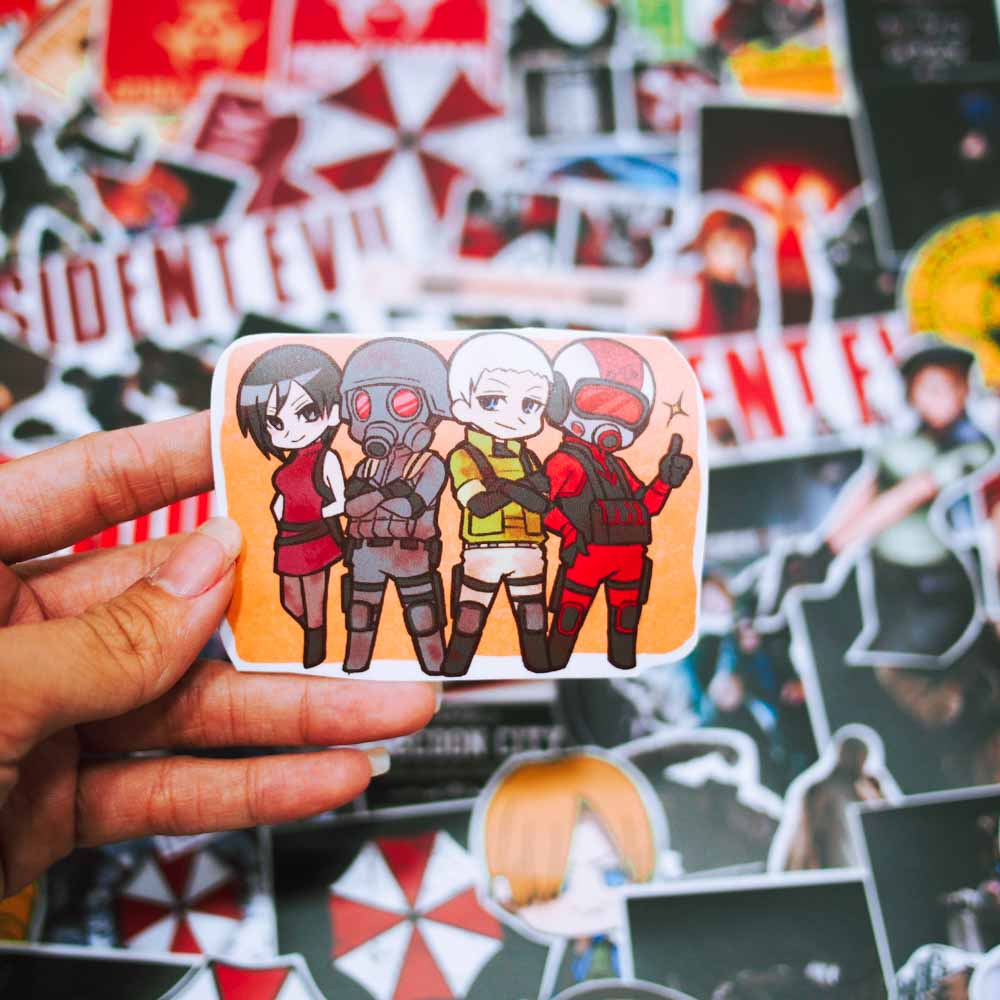 Set 100 sticker hình dán mũ bảo hiểm laptop - Resident Evil Game