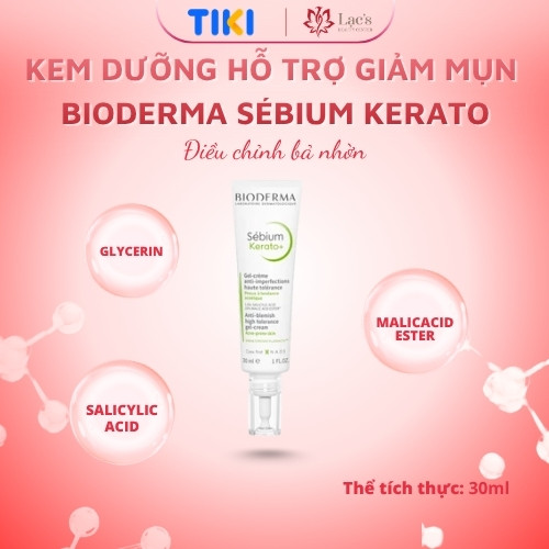 Kem dưỡng hỗ trợ giảm mụn chuyên sâu cho da mụn nhẹ đến trung bình Bioderma Sébium Kerato+ 30ml