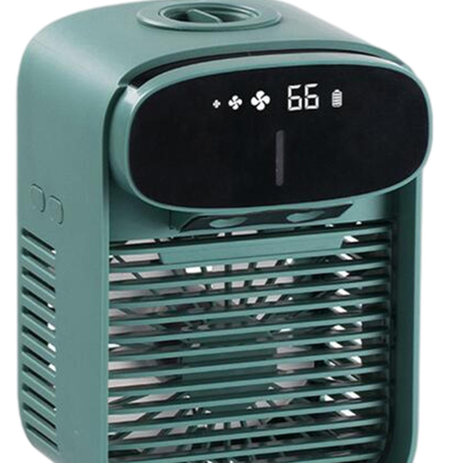 Portable Air Conditioner Cooler, Noiseless Fan USB Rechargeable Desk Fan with 3 Speeds, LED Display, Office Cooler Humidifier for Home Dorm Car