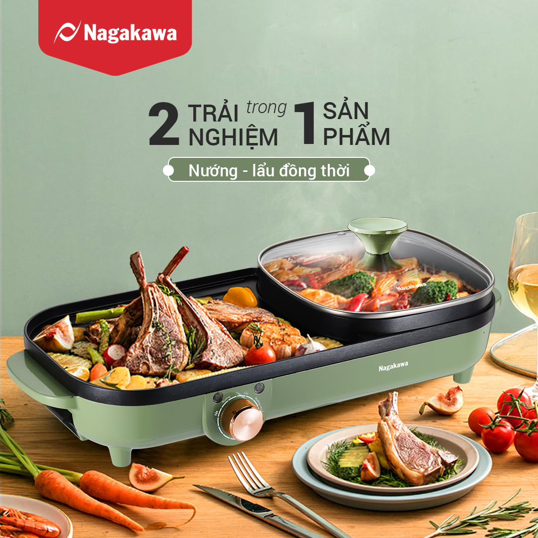 Bếp lẩu nướng điện đa năng Nagakawa NAG3104 (1500W) - Hàng chính hãng