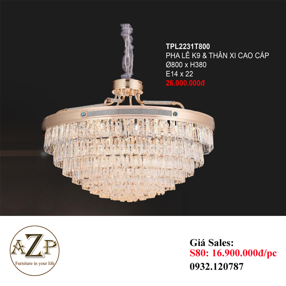 ĐÈN THẢ TRẦN PHA LÊ / ĐÈN THÔNG TẦNG TRANG TRÍ PHÒNG KHÁCH / PHÒNG NGỦ / CẦU THANG / KHÔNG GIAN SANG TRỌNG AZP-2231 phong cách đương đại, hàng nhập khẩu AZP