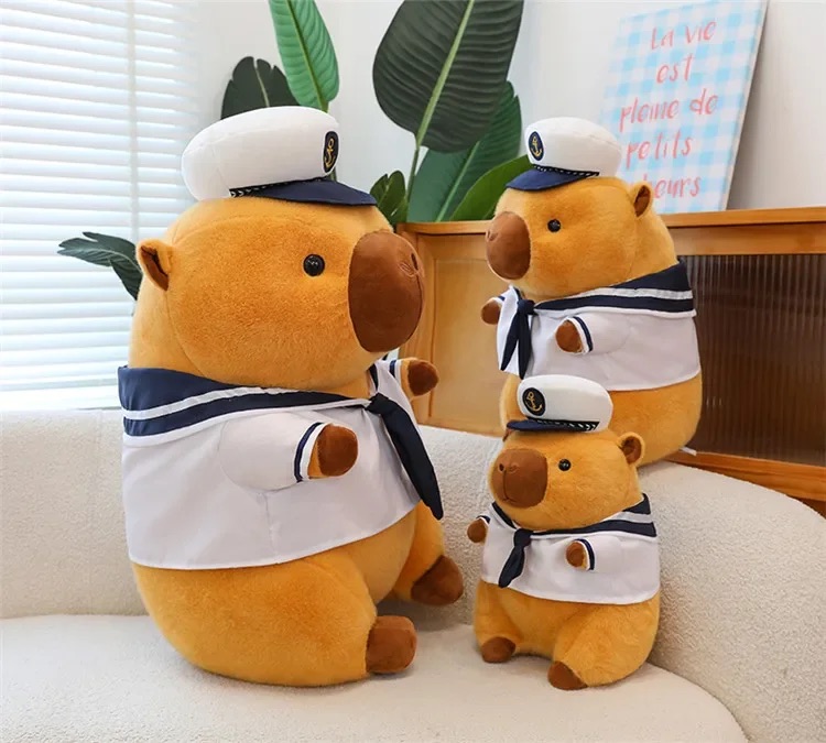 Thú nhồi bông capybara hải quân - Size từ 25 đến 45cm - Quà tặng gấu bông chuột lang thuỷ thủ đáng yêu - Gối ôm mềm mịn cho bé
