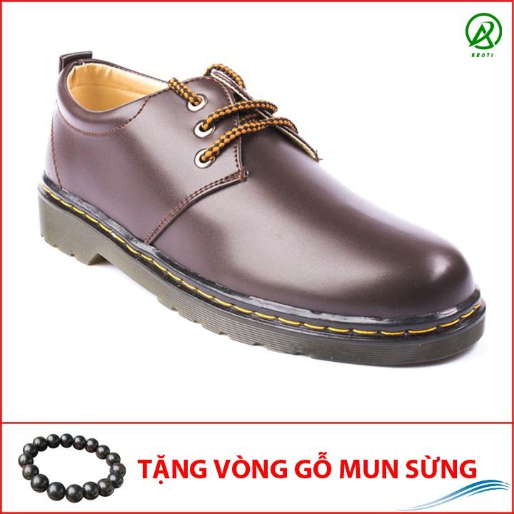 Giày Boot Nam Cổ Ngắn Màu Nâu Da Trơn Cực Đẹp Và Phong Cách Để Khâu Chắc Chắn - M353-NAU(GM)- Kèm Vòng Phong Thủy Gỗ Mun