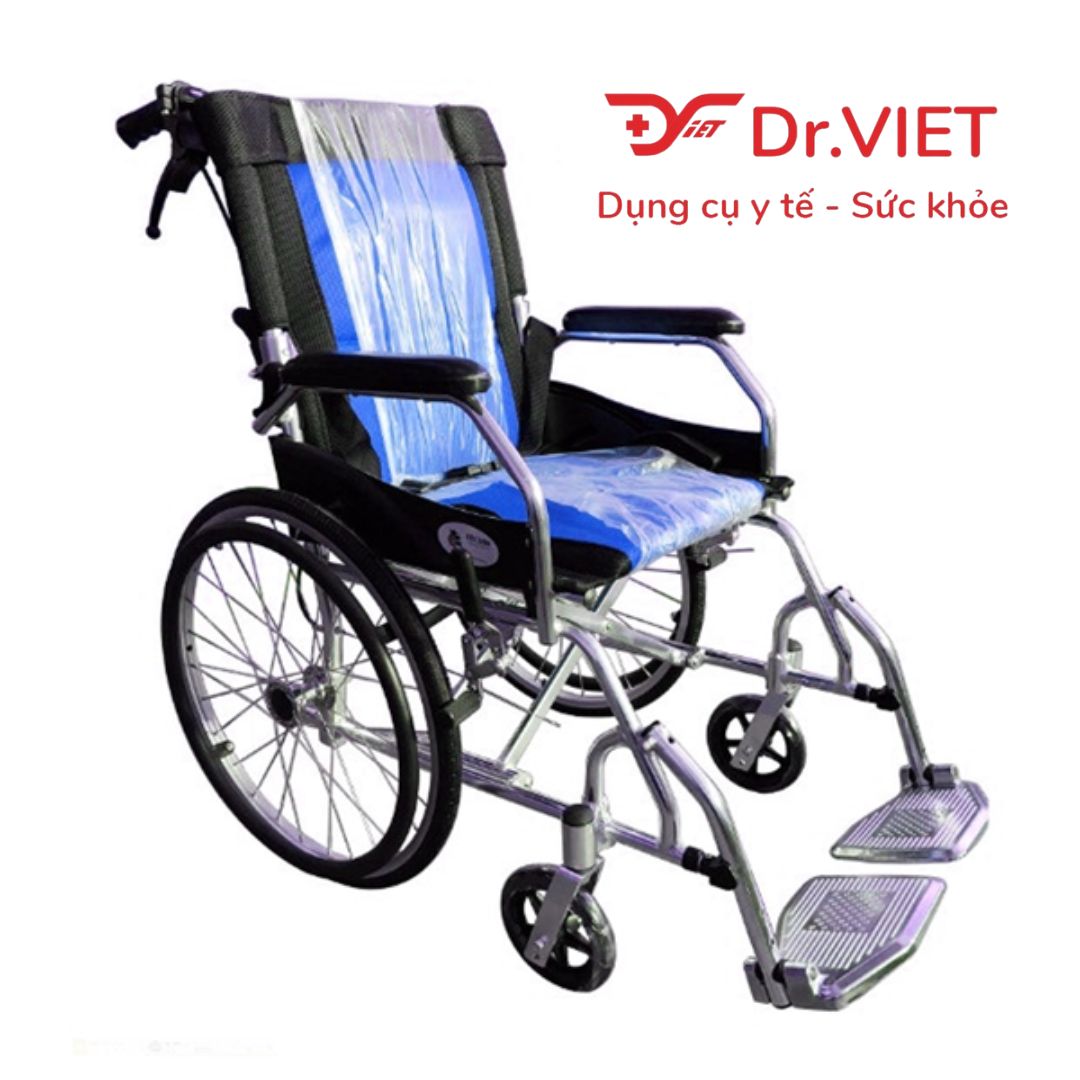 Xe lăn tay bệnh nhân gọn nhẹ Lucass X-63L dành cho người già nhập khẩu chính hãng, được làm bằng hợp kim nhôm siêu bền