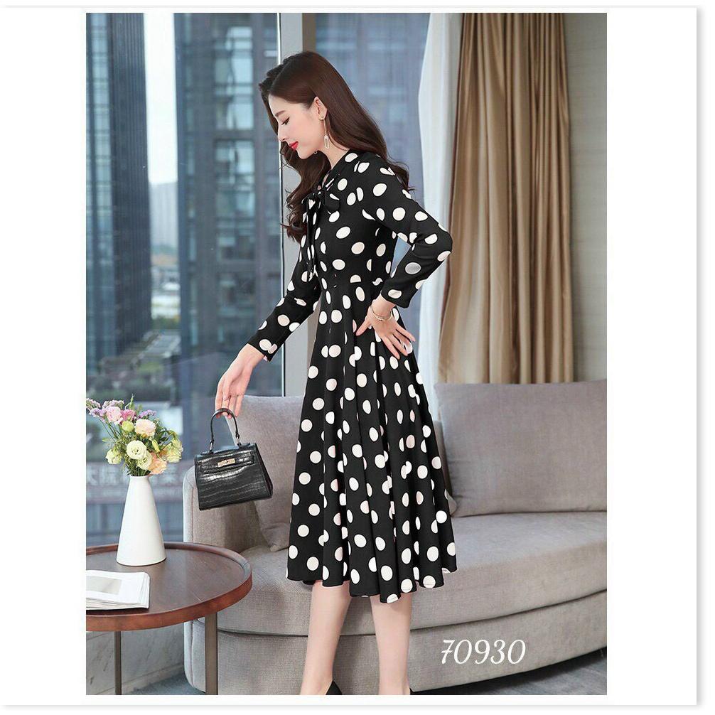 ĐẦM XÒE LỤA CHẤM BI DỰ TIỆC ĐẲNG CẤP PHU NHÂN KME FASHION
