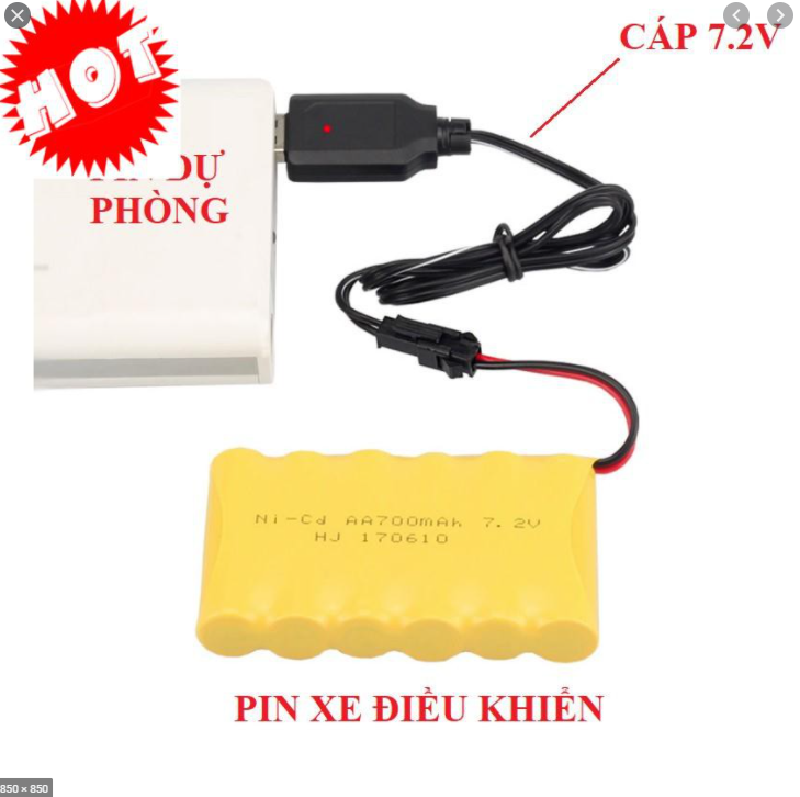 Pin xe điều khiển Pin kèm sạc usb 7.2v 700mah đồ chơi điều khiển