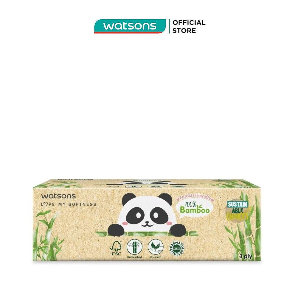 Khăn Giấy Hộp Watsons Facial Box Tissue 3ply x 100s (Bamboo)