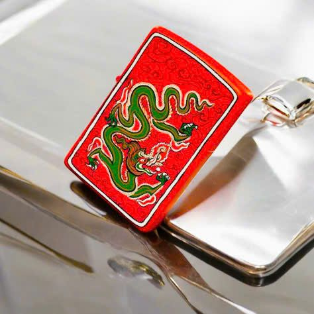 Bật lửa Zippo Year of the Dragon - Phiên Bản 12 Con Giáp (Tuổi Thìn) Thiết Kế Việt Nam, Sơn Tĩnh Điện Đỏ May Mắn Chính Hãng