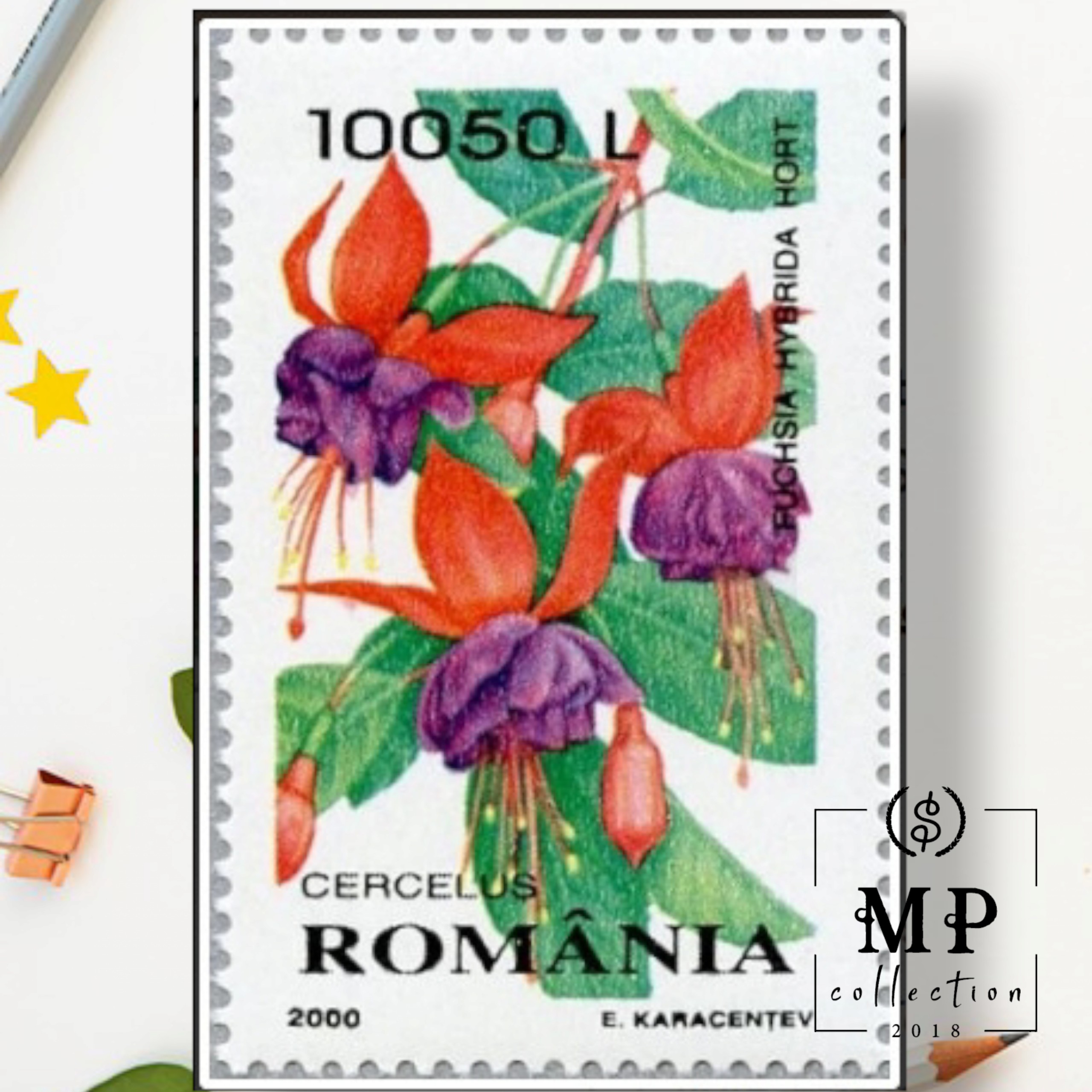 Bộ 4 tem hoa Romania năm 2000 sưu tầm