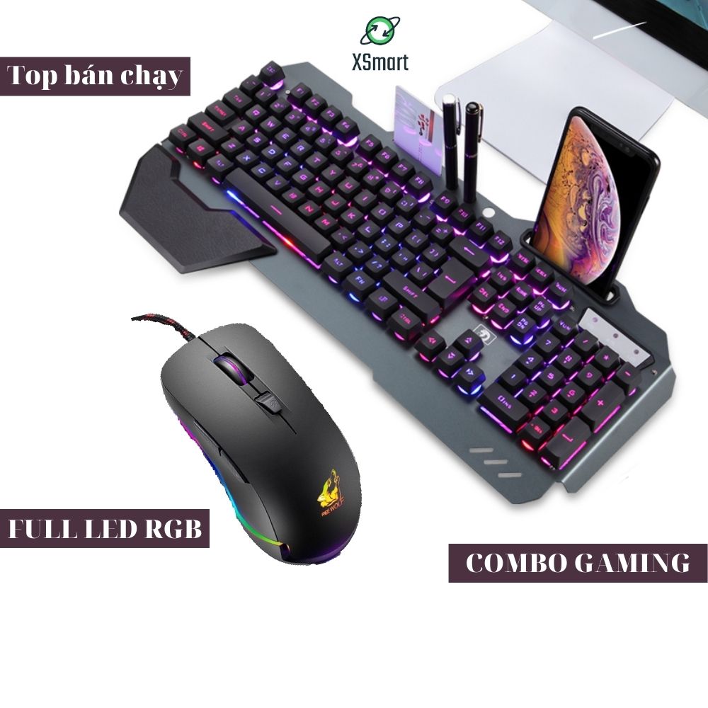 Combo Bàn phím và chuột gaming XSmart và tai nghe máy tính chụp tai chơi game, bộ sản phẩm có LED đổi màu K618+V6+K3 - Hàng Chính Hãng