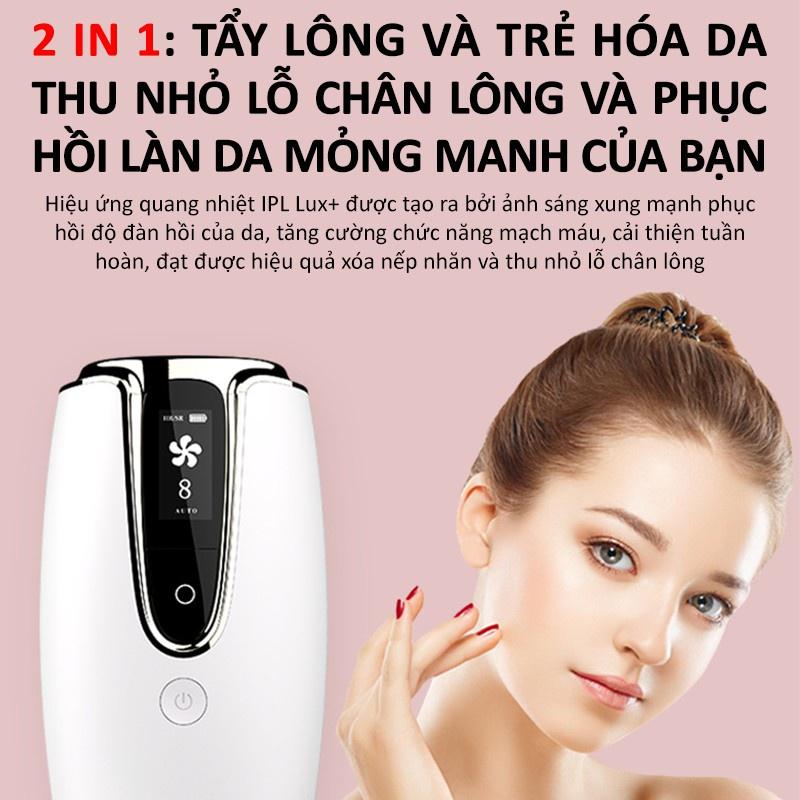 Máy Triệt Lông Vĩnh Viễn 8 Cấp - Trẻ Hóa Da Premium, Vô Hạn Xung, Triệt Tận Gốc - Tặng Kính+200g Gel+Dao Cạo BH