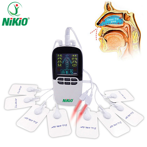 Máy Massage Xung Điện Trị Liệu Nikio NK-102 - 8 Miếng Dán Mát Xa Giảm Đau Nhức Toàn Thân Với Công Nghệ Điện Xung Mới - Đèn Hồng Ngoại Hỗ Trợ Trị Viêm Mũi Dị Ứng, Viêm Xoang - Pin Sạc Không Dây Tiện Lợi