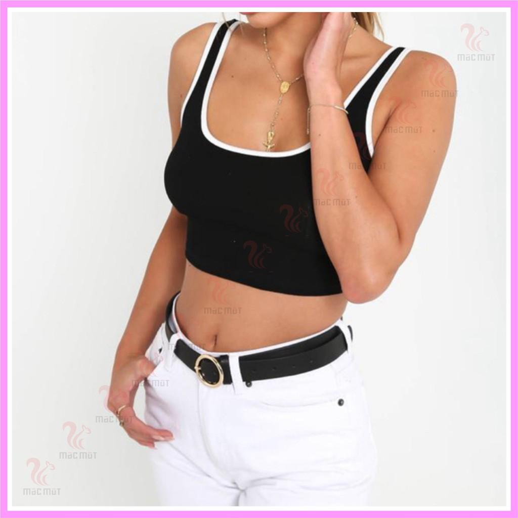 DB090 - Áo ba lỗ croptop thun bo gân rất đáng yêu, phù hợp làm đồ mặc nhà, đồ đi chơi dạo phố, đồ ngủ dễ thương. Macmot