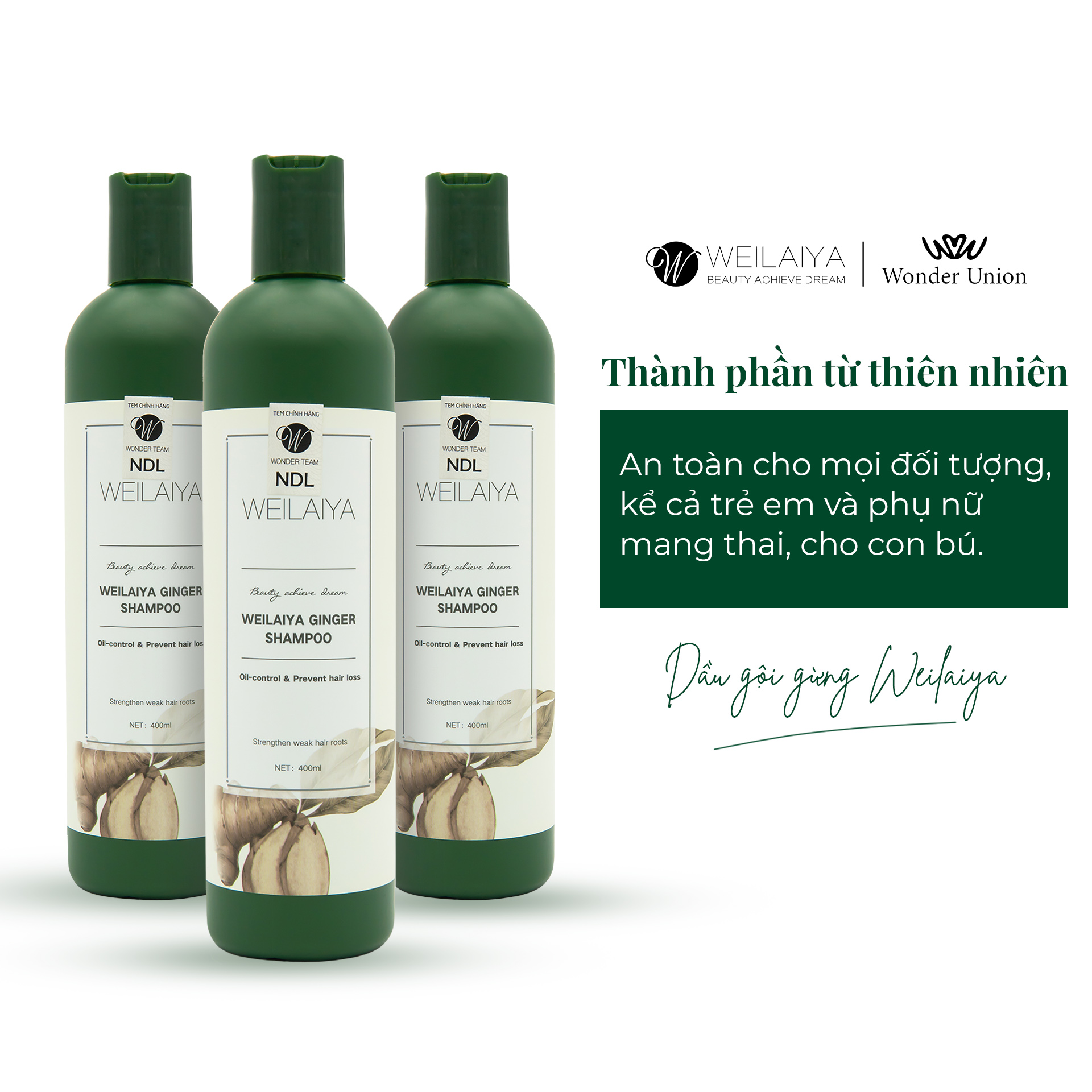 Bộ dầu gội đầu, dầu xả tóc Weilaiya chiết xuất nấm Truffle và 2 chai dầu gội thảo dược gừng Weilaiya giúp ngăn rụng tóc