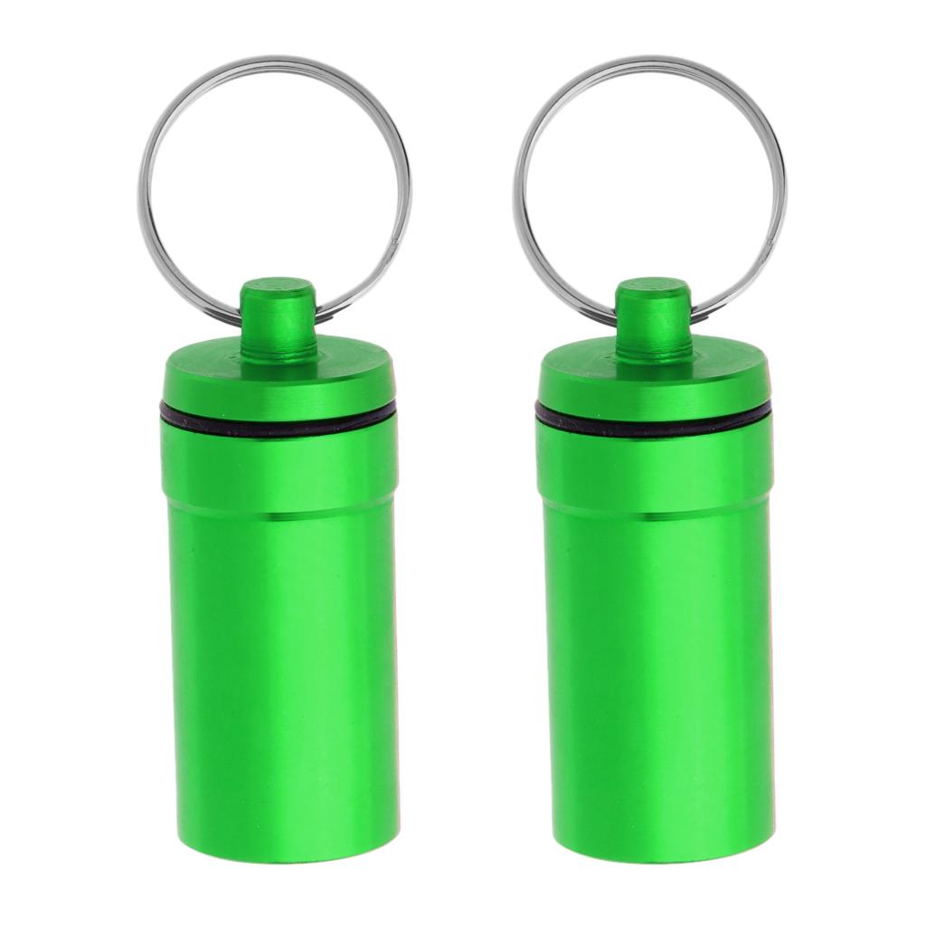 2 Pieces Mini Portable Waterproof Pill Capsule Box Container Pendant Red