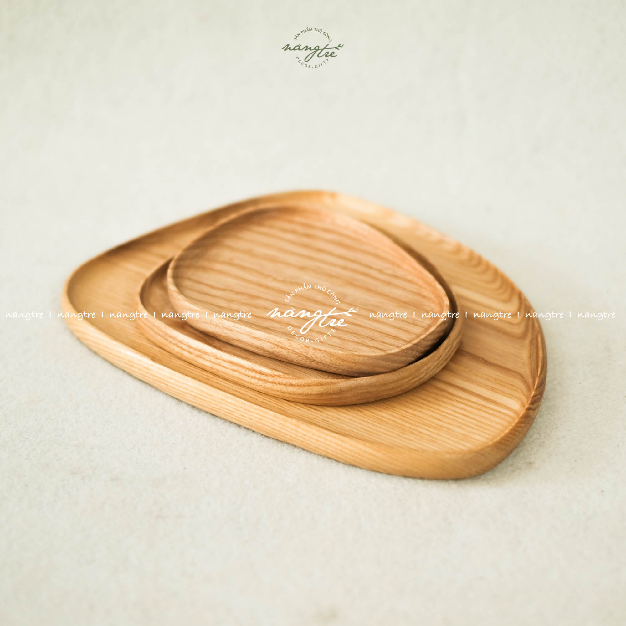 Bộ 3 khay gỗ lệch- khay gỗ decor