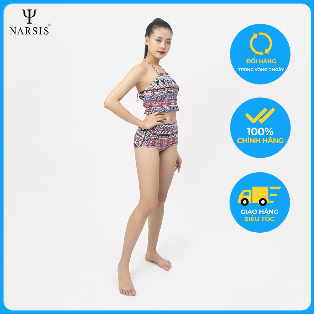 Bộ bơi nữ  NARSIS A0010 2 mảnh hoa văn nhiều màu