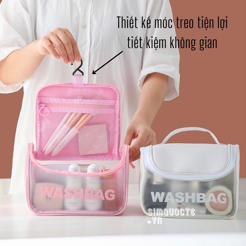 Túi đựng mỹ phẩm WASHBAG có móc treo chống thấm nước đựng đồ trang điểm quai xách tay phù hợp đi du lịch TMP25 - Hồng