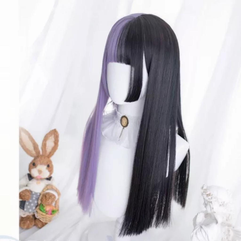 [Sẵn] Wig/tóc giả teen nửa đen nửa màu hot trend cá tính siêu đẹp - Nguyên đầu lolita [Miu Cosplay