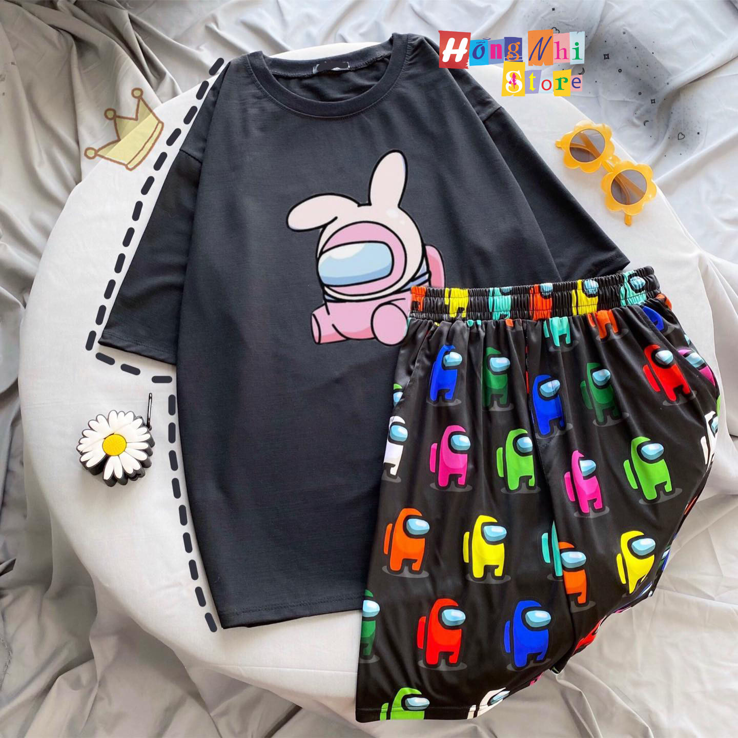 Quần Short Cartoon Unisex, Quần Đùi Hoạt Hình Loang Màu Phiên Bản Mới - MM