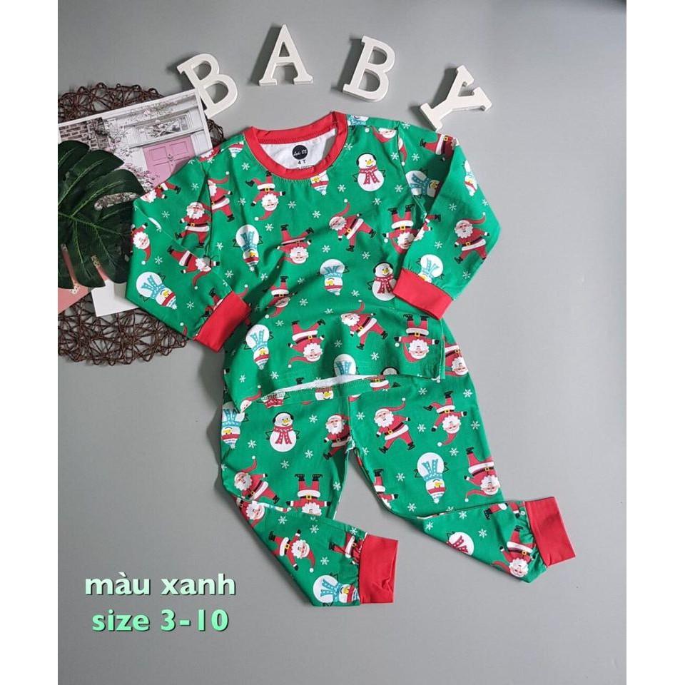 SÉT ÁO THUN TAY DÀI HÌNH IN ÔNG GIÀ NOEL BÉ TRAI VÀ BÉ GÁI