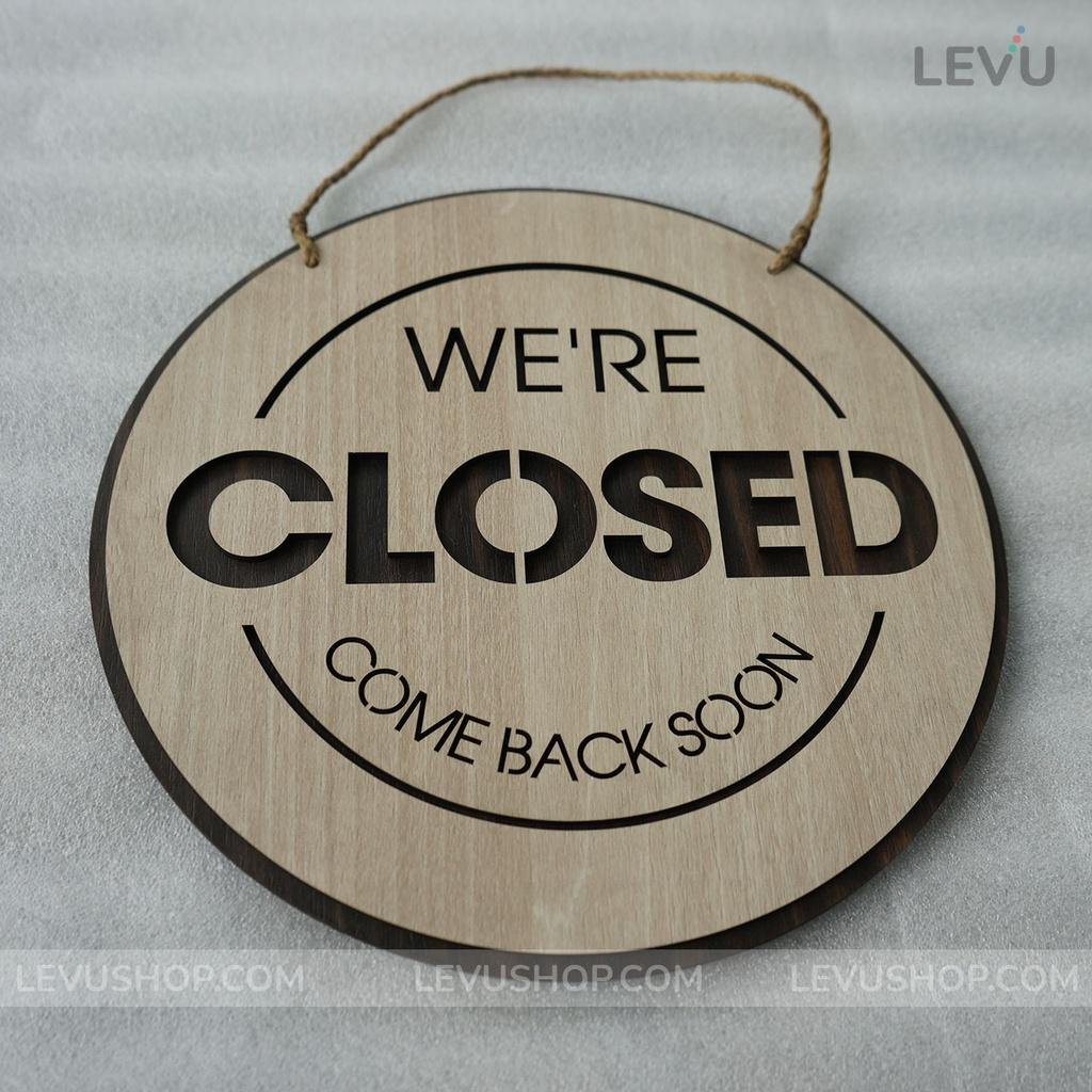 Bảng gỗ treo cửa hàng Open Closed trang trí quán 2 mặt có dây treo BG17