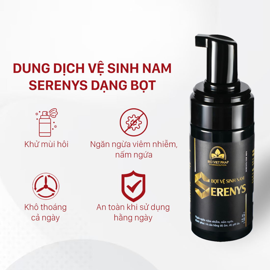 Combo 2 chai bọt vệ sinh khử, ngăn ngừa nấm ngứa nam giới Serenys 100ml