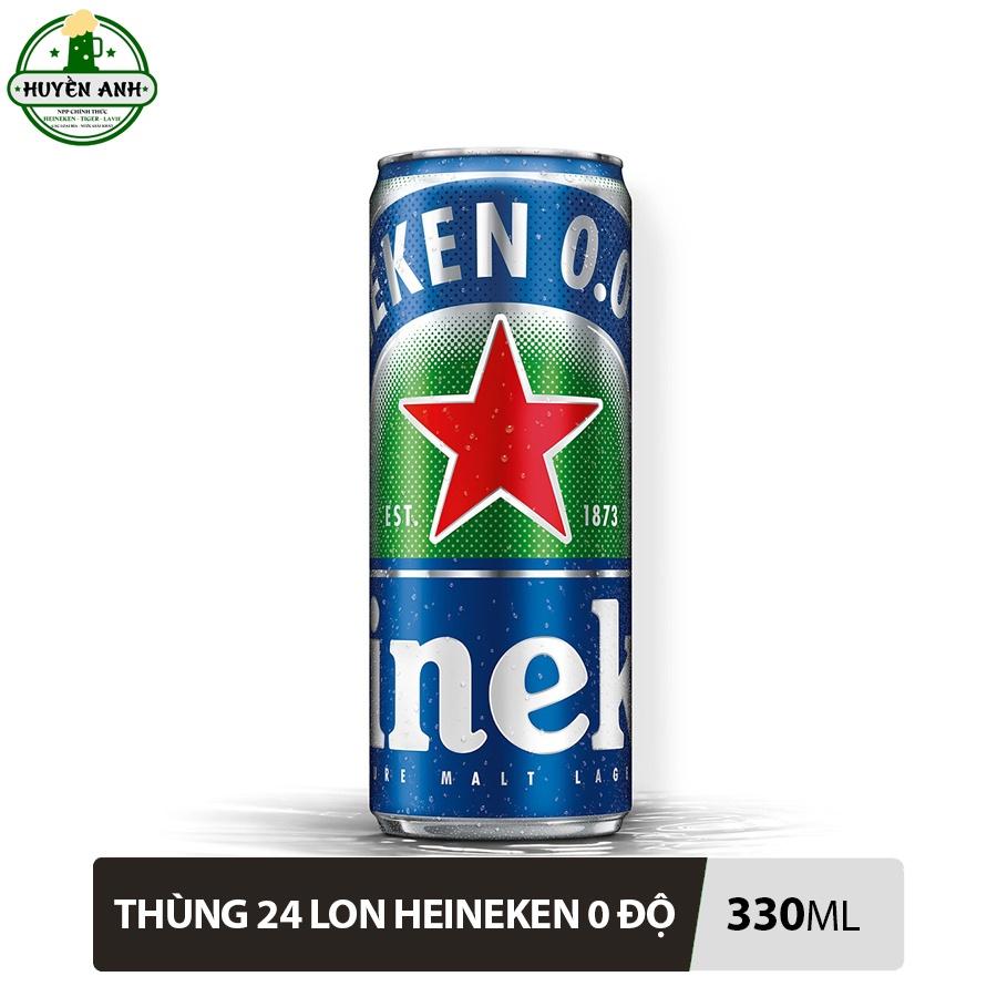 Bia Heineken 0.0% Lon 330ml - Thùng 24 Lon (Bao bì Xuân)