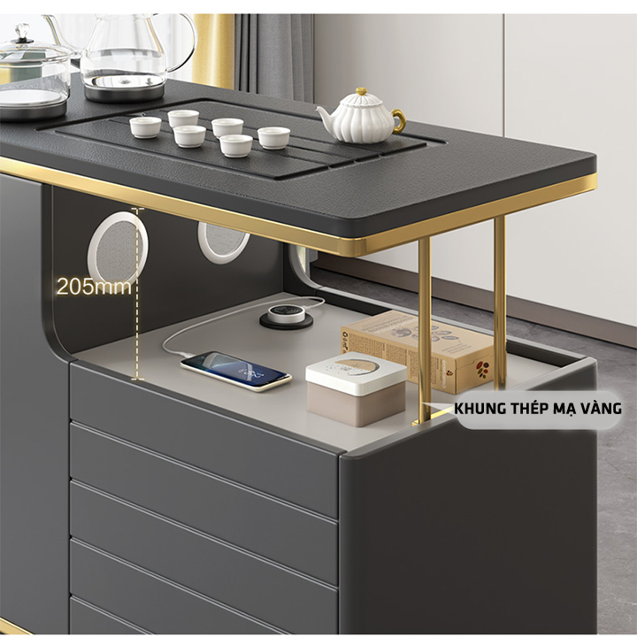 Bàn Trà Sofa Ngồi Bệt Thông Minh Đa Năng -  Bàn trà điện thông minh đun nước siêu tốc kết hợp sạc ko dây, có dây, loa bluetooth