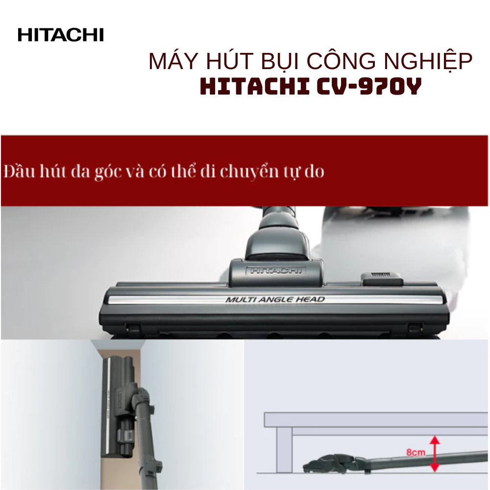 Máy hút bụi công nghiệp Hitachi CV-970Y 24CV TG dung tích 21L công suất 2200W xuất xứ Thái Lan - Hàng chính hãng