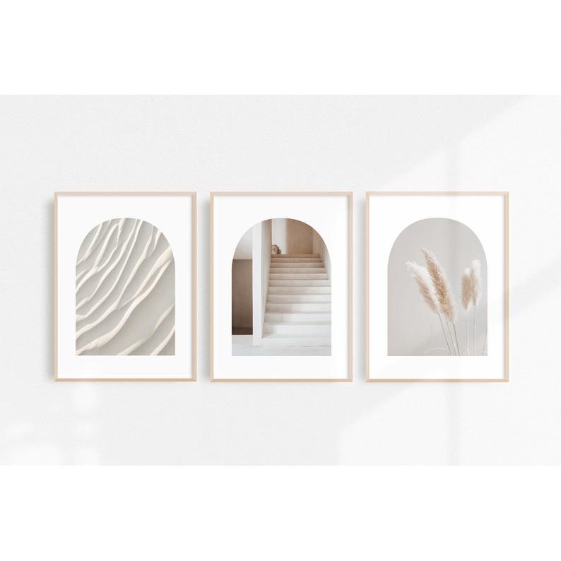 Bộ 3 tranh treo tường ô cửa scandinavi có đinh tặng kèm