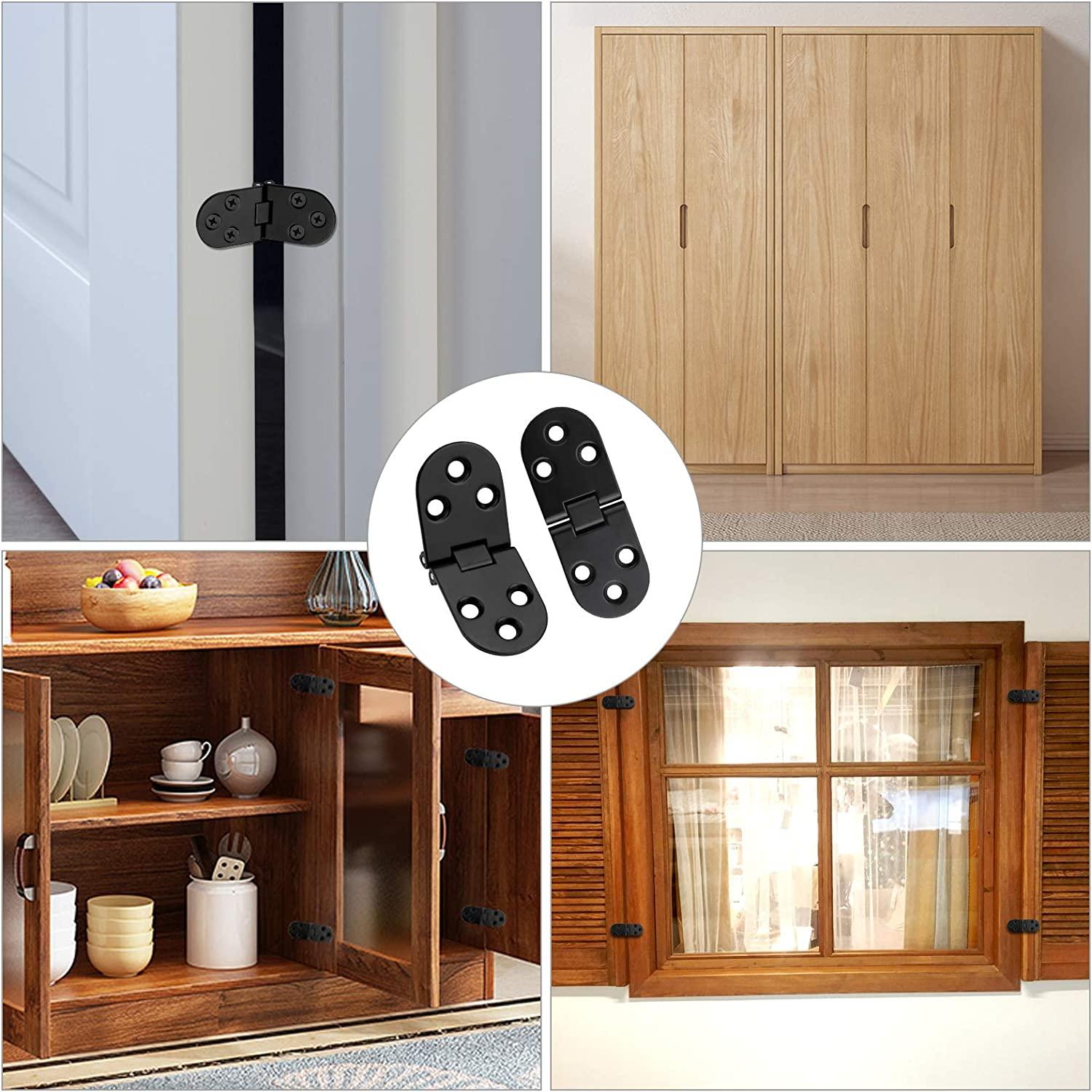 4 mảnh bản lề lật màu đen, bản lề lật 180 độ cho bàn gấp, tủ, phòng áo choàng, hộp gỗ, nhà, đồ nội thất, màu sắc chống trễ màu đen