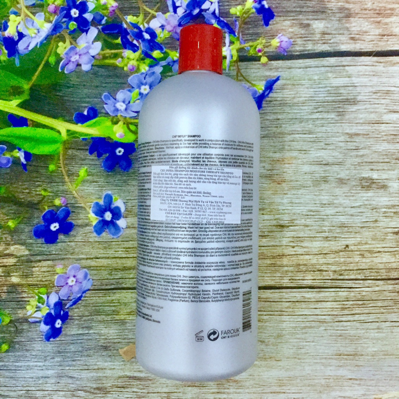 [+Tặng mũ trùm] Dầu gội CHI Infra Moisture Therapy shampoo siêu mượt cho tóc khô hư tổn (xám) Mỹ 946ml (Mẫu mới)