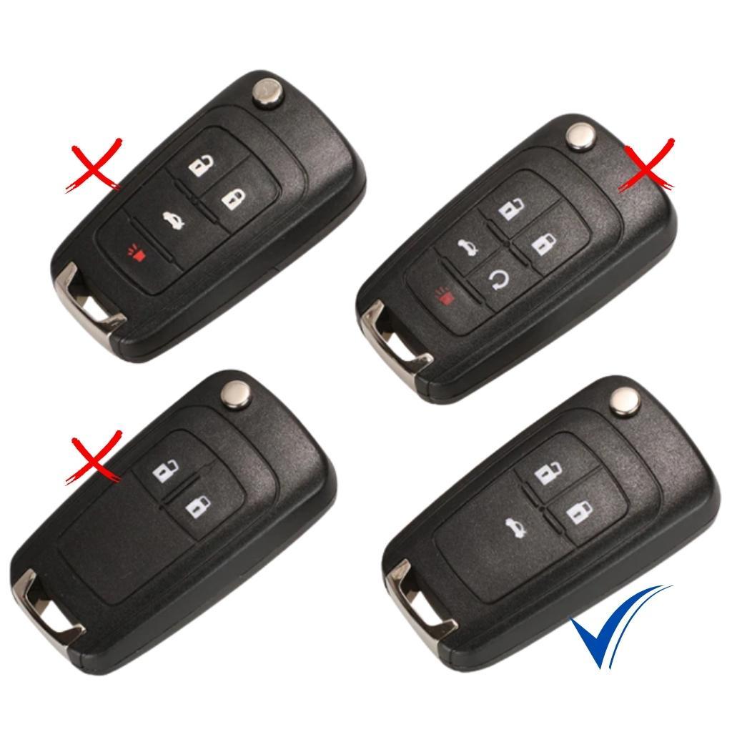 Bao da dành cho bọc ốp chìa khoá xe ô tô Chevrolet Cruze, Aveo, Orlando, TRAX đời xe 2011-2015 chìa cơ gập 3 nút bấm mở cốp Chev2