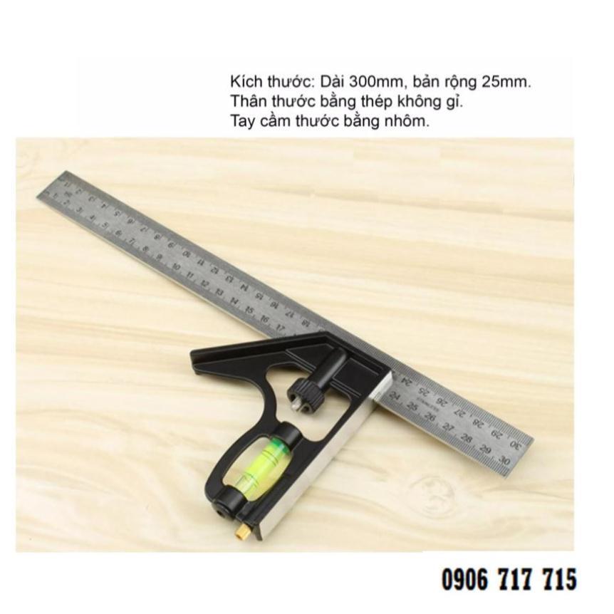 Thước ke góc vuông góc 45 độ đa năng 30cm dùng đo độ sâu, canh thẳng, canh góc