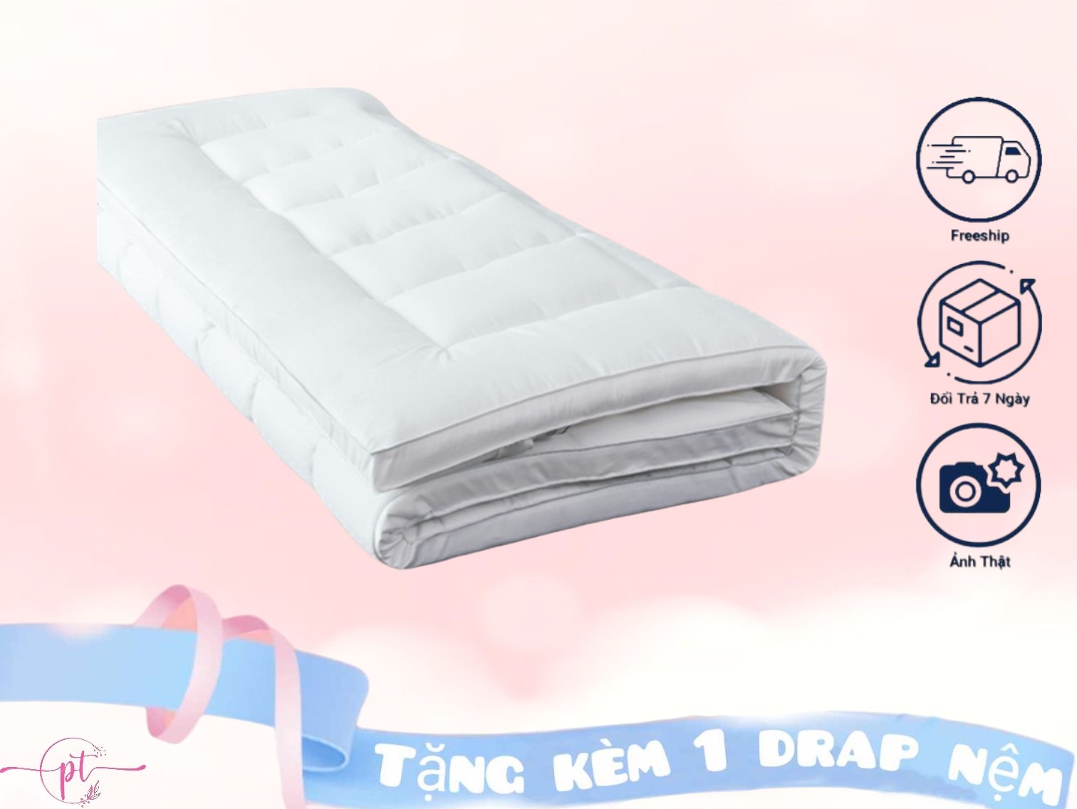 Nệm Topper, Tấm Topper Làm Mềm Nệm Tiêu Chuẩn Khách Sạn Cao Cấp 5 Sao Dày 10cm Tặng Kèm Drap Nệm