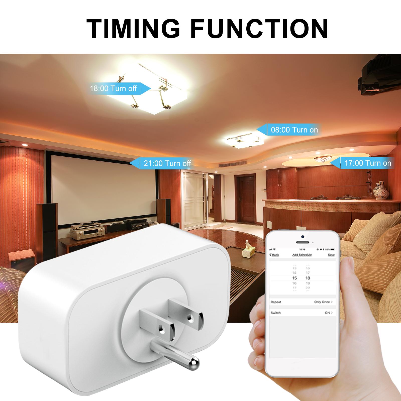 Mini Smart Plug WiFi Power Socket US Tuya APP Remote Control Timer, Voice Control Compatible with Amazon Alexa and for Google Home/Nest IFTTT