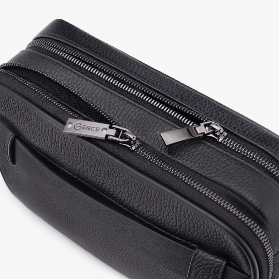 Clutch Đeo Chéo Ví Nam Cầm Tay GENCE RB08 Da Bò Khóa Vân Tay Cao Cấp Màu Đen