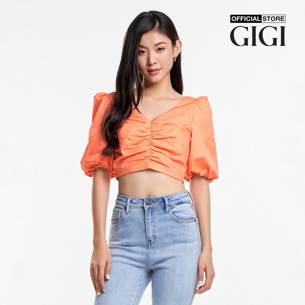 GIGI - Áo croptop nữ cổ V tay ngắn trẻ trung G1110T232203