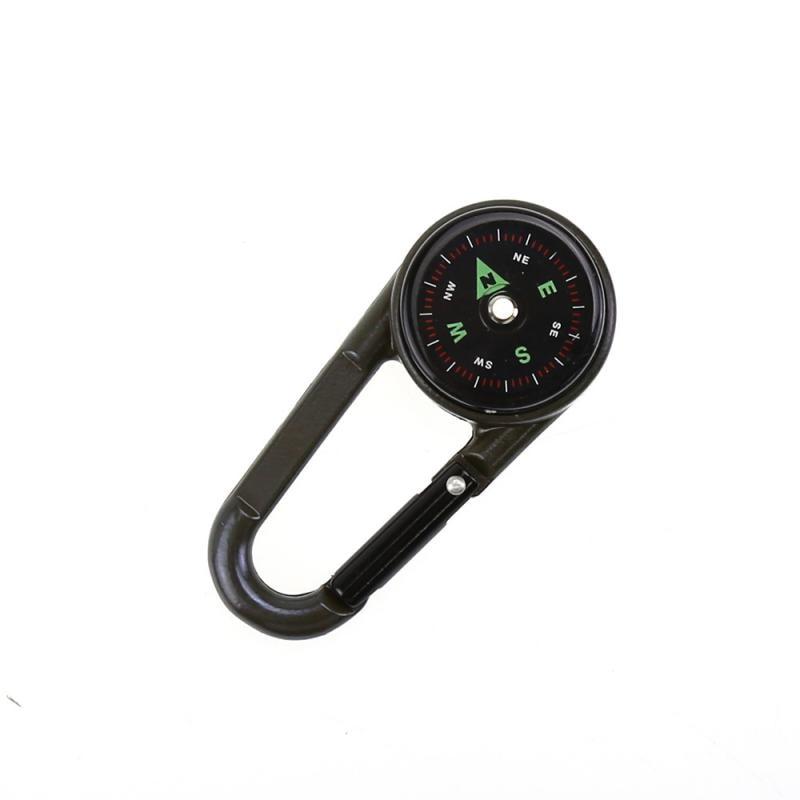 Mini Portable Compass Thermometer Key Chain Ring Carabiner for Camping Outdoor