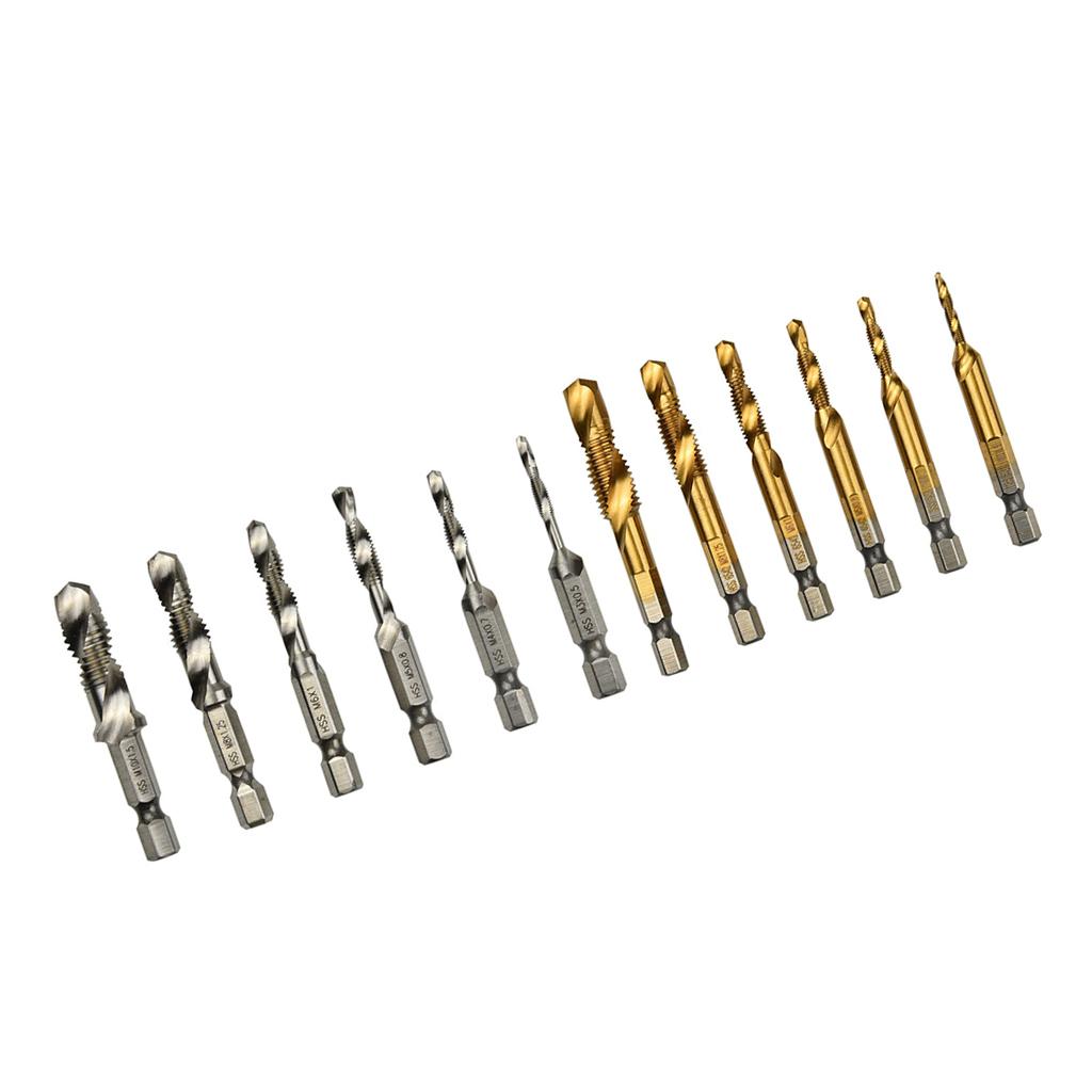 6pcs Quick Change HEX Shank Twist Drill and Bit set - metal M3-M10 Silver