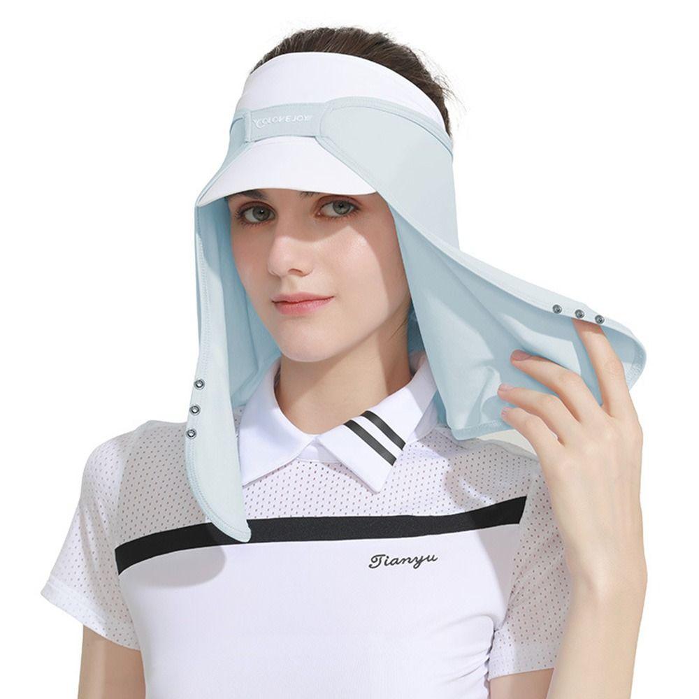 Mùa hè Ice Silk Sun Mat Neck Never Outdoor Sports Face Face Protector Sunshade Arepable UV Protection Cap Casquette Color: Blue