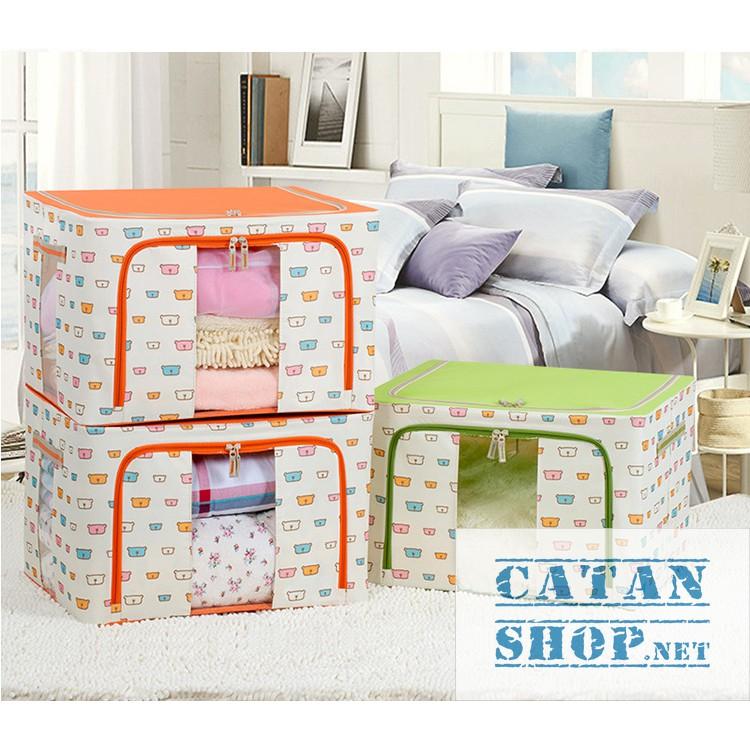 Hộp Đựng Quần Áo Chăn Màn Khung Thép, túi chăn màn khung thép Cao Cấp Loại To Tiện Lợi 66 Lit