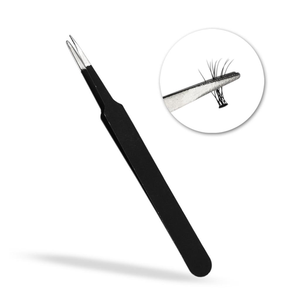 5pcs Curved / Straight Fine Point Tweezers Set Eyelash Extension Stainless Steel Cosmetics