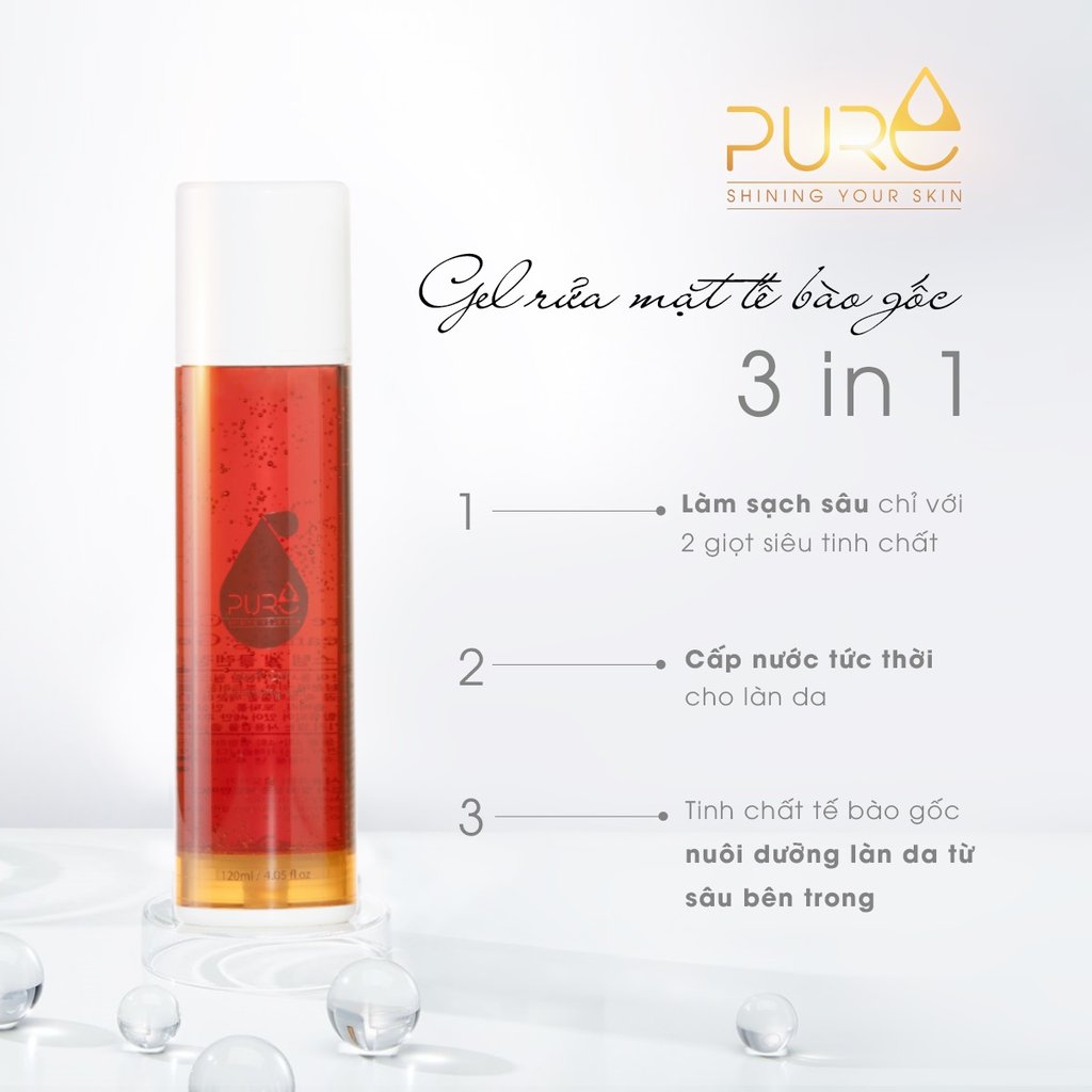 Gel Rửa Mặt Pure - Làm Sạch Sâu, Mềm Mại, Trắng Sáng, Se Khít Chân Lông, Ngăn Ngừa Lão Hóa - Chính Hãng