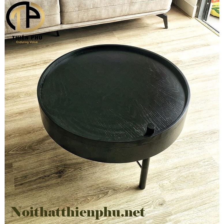 Bàn trà Gỗ mặt tròn xoay Turning D70xH45 Sẵn 3 màu tự nhiên, màu nâu, màu đen giá xưởng