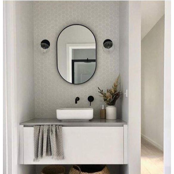 Gương Viền Thép Hình Con Nhộng Sơn Tĩnh Điện Cao Cấp, Gương Phòng Tắm Kt 50x70cm