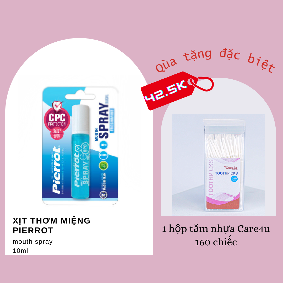 Tặng 1 hộp tăm răng Care4u -Nước xịt thơm miệng, diệt khuẩn PIERROT MOUTH SPRAY