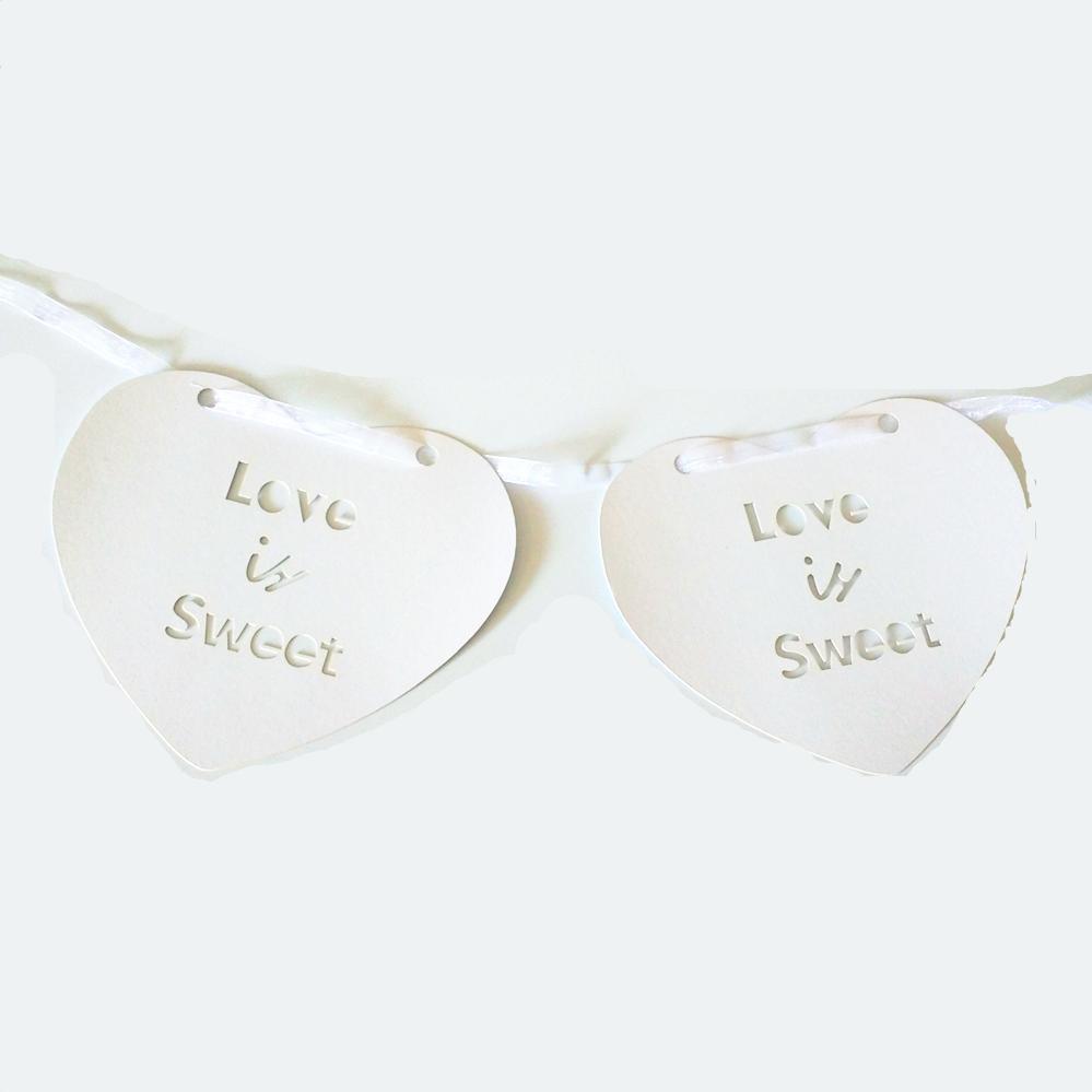 White Heart Bunting Banner Love Is Sweet Garland Wedding Party Decoration