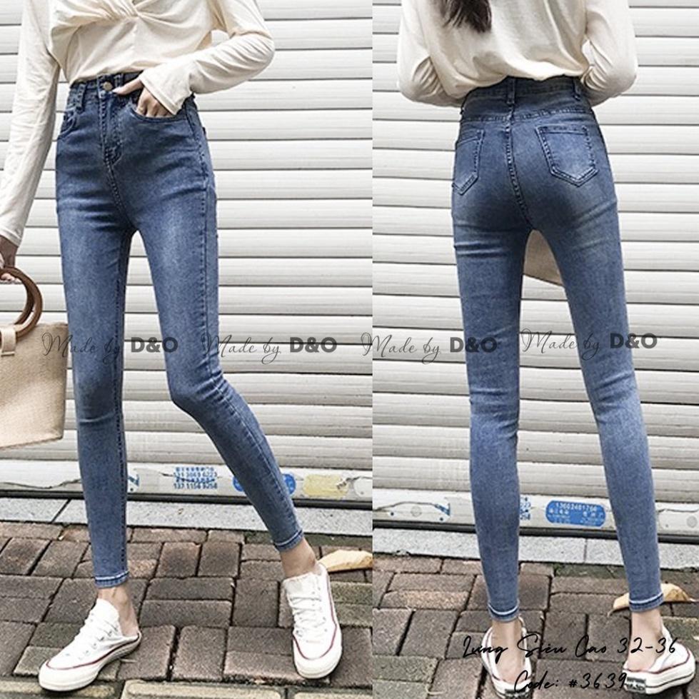 Quần Jeans Xanh Trơn Nhạt / Rách Gối Size ĐẠI - Lưng Cao - Hàng siêu co giãn QJ007